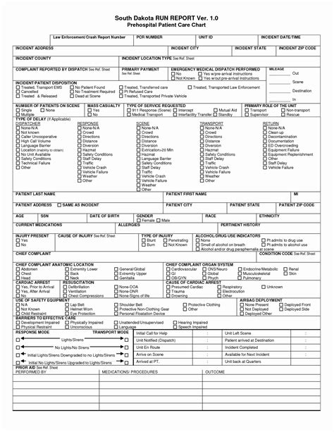 blank ems patient care report template